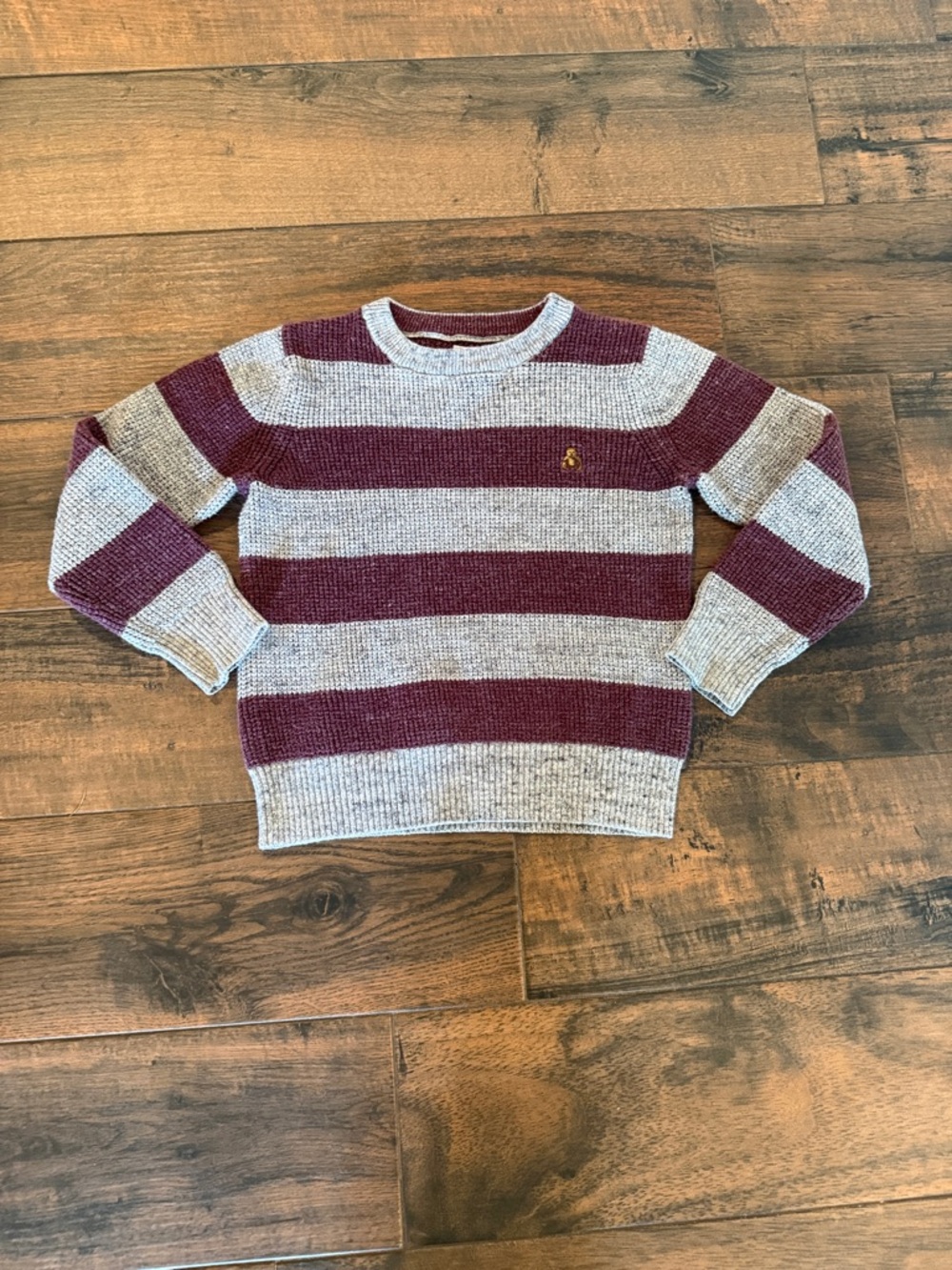 Gap Maroon and Light Gray Stripe Knit Sweater 5T